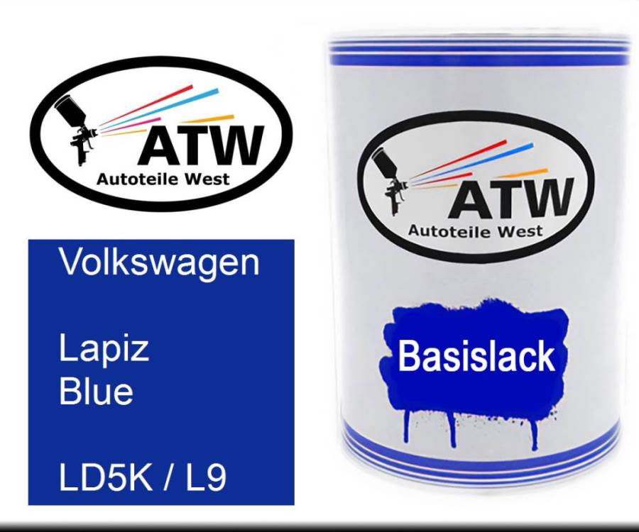 Volkswagen, Lapiz Blue, LD5K / L9: 500ml Lackdose, von ATW Autoteile West.